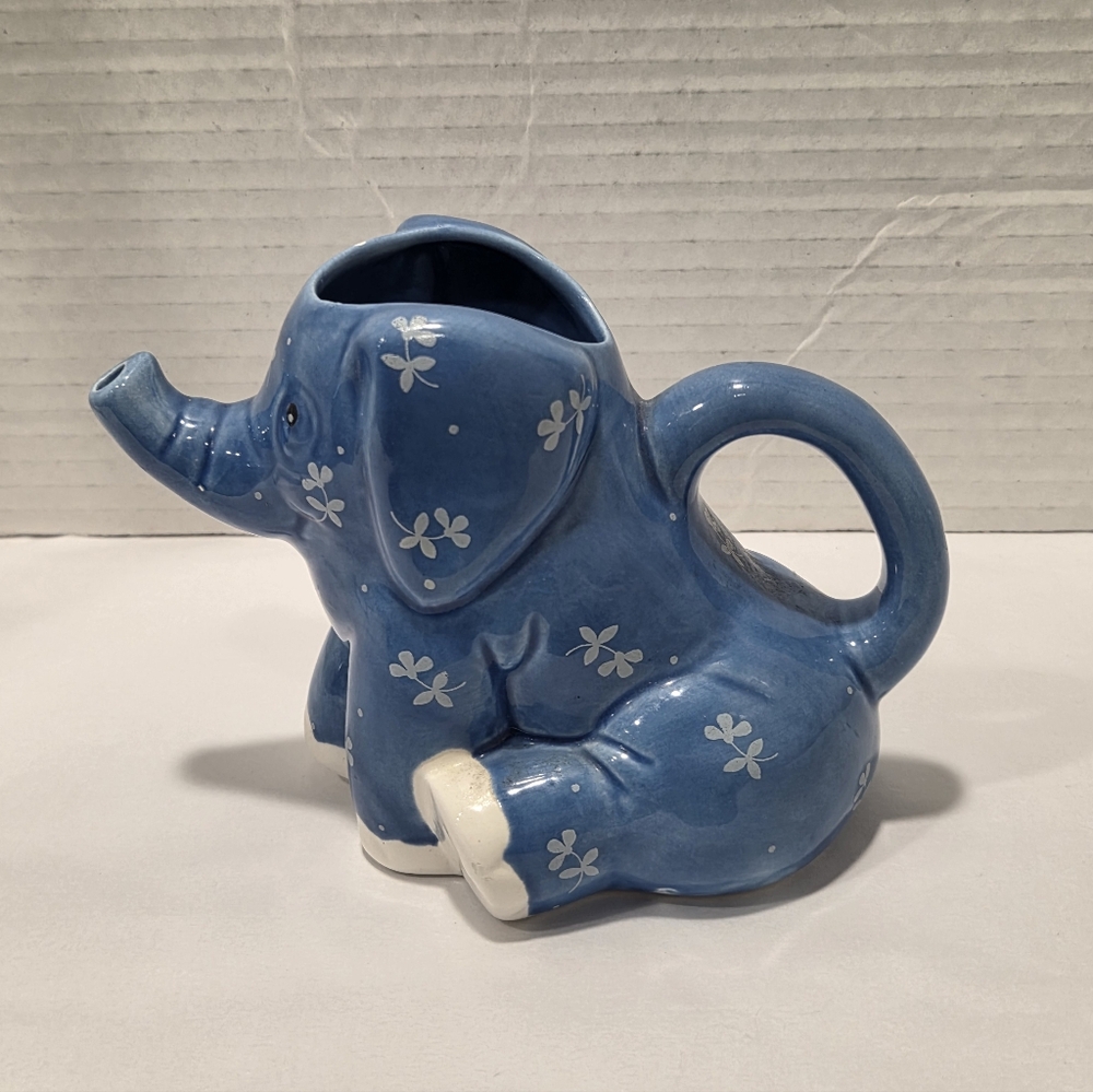 Josef Originals Vintage Blue Floral Elephant Ceramic Creamer